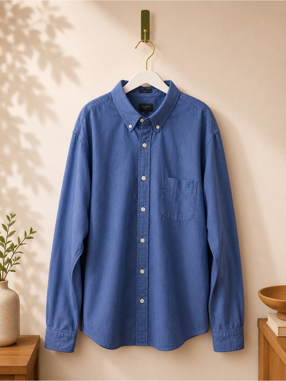 J.Crew Men’s Oxford Shirt Large Slim Fit Blue Button Down Long Sleeve